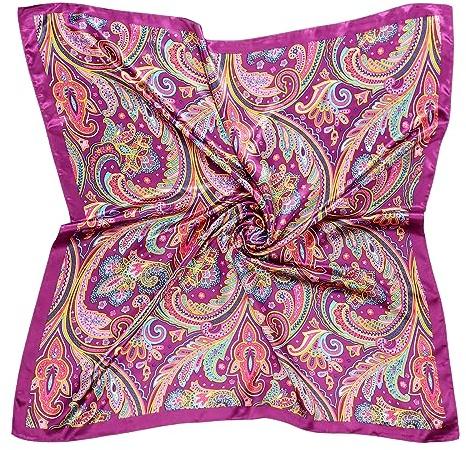 DRESHOW 90x90cm Große Quadratische Schals für Damen Seide Kopftuch Bandanas Haartuch Halstuch Haarschmuck