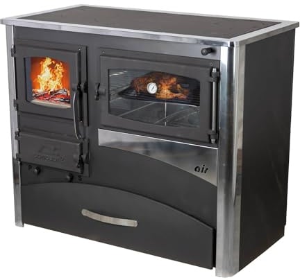EEK A Kaminofen mit Backfach und Herdplatte ABC Concept 2 Air Rechts Mehrfachbelegung Holzofen 11,6 kW Kamin Ofen Holz Werkstattofen Schwedenofen Hüttenofen Heizofen Holzofen