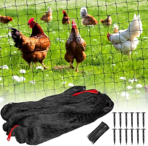 Vogelschutznetz Engmaschig Vogelnetze 8x8m mit Maschenweite 5cm | Taubennetz Balkon Teichnetz Feinmaschig Volierennetz Hühnernetz Laubnetz Schwarz Witterungs & UV Beständig