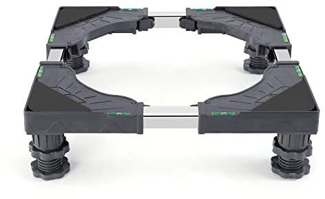 W B D WEIBIDA Waschmaschinen Untergestell mit 4 gepolsterten, Bärenlast, Max 200KG Untergestell für Waschmaschine, Verstellbare Breite 40-62cm, Höhe 10-12.5cm Waschmaschinensockel, Grau