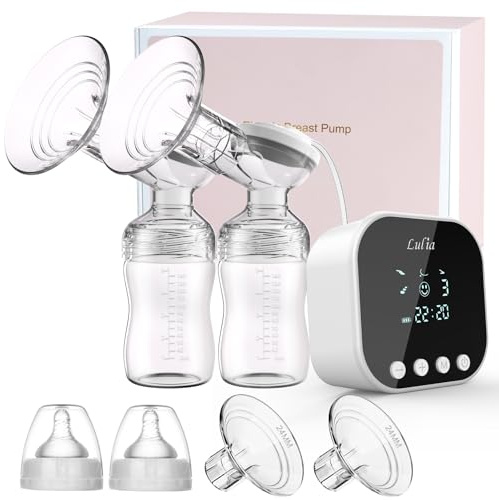 Lulia Milchpumpe Elektrisch, Elektrische Milchpumpe 4 Modi und 9 Stufen, Anti-Rückfluss, Ultra-leise, 2500mAh Akku, LED-Display, BPA-frei (Weiß)