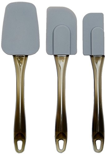 Amazon Basics Rechteckig Teigschaber, Silikon, 3 teiliges Set, Grau
