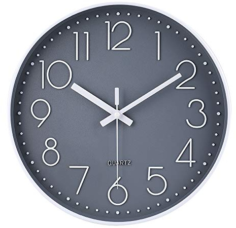 jomparis 30cm Modern Quartz Lautlos Wanduhr Schleichende Sekunde ohne Ticken Analoge Wanduhr Dekor für Wohnzimmer, Zimmer, Büro (Grau)