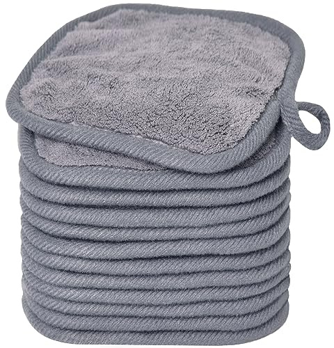 BloomSesame Abschminktuch aus Mikrofaser - Wiederverwendbar Mikrofaser Gesichtsreinigungstuch - Make-Up Entferner Tuch Grau（5 x 5inch 12 Stück）