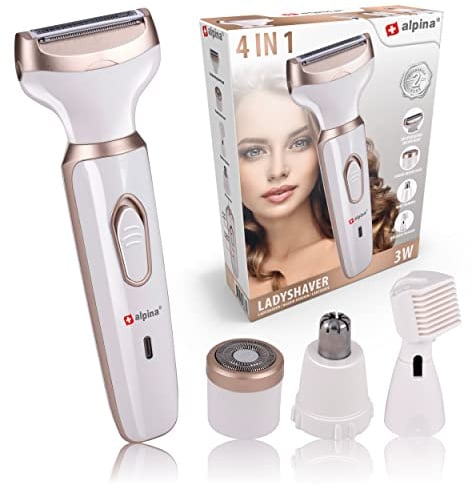 alpina Rasierer Damen Multifunktional - Haarschneidemaschine Körper & Gesicht - Rasierer Inkl. Augenbrauentrimmer - Haarschneider mit USB