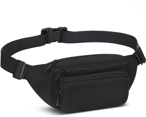 Bauchtasche Hüfttasche Herren Damen Klein Gürteltasche Sport Bum Hip Bag Männer Frauen Waist Fanny Pack für Reise Wandern Hundetraining Outdoor (Schwarz)