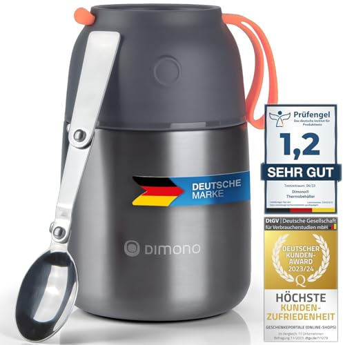 Dimono® Thermobehälter Warmhaltebehälter; Lunch-Box To-Go Lebensmittelbehälter Essensbehälter Speisegefäß aus Edelstahl (500 ml)