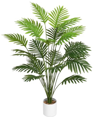 Tuocal 71CM Künstliche Pflanze Wie Echt, 24 Blätter Areca Palme Baum Gefälschte Palme im Topf Kunstpflanzen Groß Faux Pflanze für Outdoor, Indoor, Wohnzimmer, Balkon, Schlafzimmer, Zimmer Deko