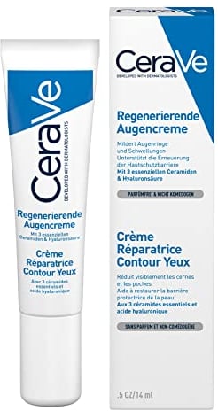 CeraVe Regenerierende Augencreme gegen Augenringe und Schwellungen, Augenpflege für normale bis trockene Haut, Mit Hyaluron und 3 essenziellen Ceramiden, 14 ml