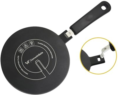 ComwithSafe Induktionsadapter, 24 cm, mit abnehmbarem Griff, isoliert, ändert die Farbe nach Gebrauch nicht, Heizverteiler mit hoher Temperaturbeschichtung, Schwarz – Induktions-/Gas-Relaisscheibe