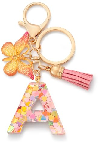CHUQING Buchstabe Schlüsselanhänger Mädchen mit Schmetterling | Schmetterling Buchstaben Schlüsselanhänger mit Anfangsbuchstabe für Frauen und Damen, glitzerndes Accessoire und Geschenk.