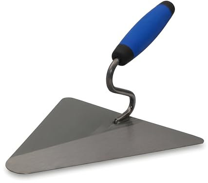 DEWEPRO Berliner Maurerkelle 220x215mm – Putzkelle Dreieckskelle mit S-Hals – gehärtetes 1,2mm Stahlblatt konisch geschliffen – Berliner Form mit 2K Griff – Profi Werkzeug für Maurer und Putzarbeiten