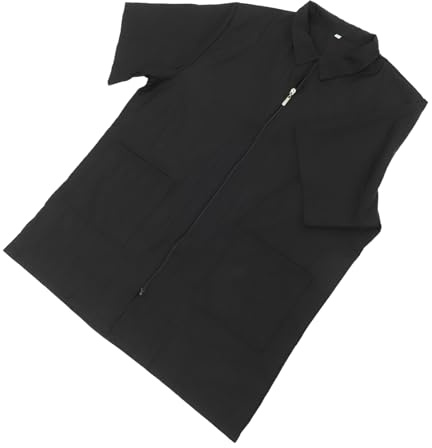 DRESSOOS Kurzarm Arbeitskleidung Für Haarfärbemittel Und Haarbehandlung Damen Herren Kleidung Aus Hochwertigem Material Weich Umlegekragen Und Taschendesign Schwarz