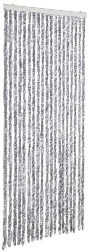 Ailgely Flauschvorhang Chenille 56 x 200 cm, Türvorhang aus Chenille Fliegenschutz Insektenschutz Camping Insektenschutz für Camping Wohnwagen Silber