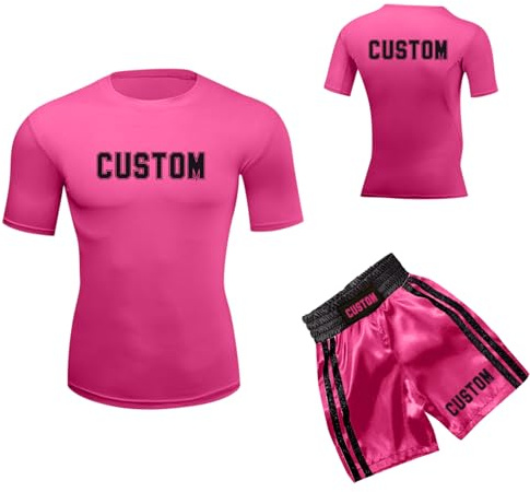 Generisch Personalisiertes Boxen Set Herren Damen Individuell Gestaltbare Muay Thai Shorts & Top mit Namen - MMA Kickboxen Kampfsport Kleidung - Geschenk zum Geburtstag,Trainingskleidung