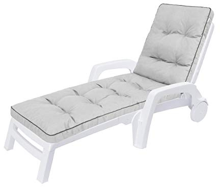 HOBBYGARDEN Auflagen für Deckchair, Liegenauflage, Gartenliege Auflage 201x55x8 cm Bequeme Polsterauflage für Sonnenliege, Liegestuhl, Kissen in Aschegrau