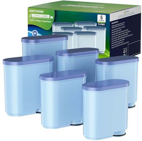 ARETHONE Wasserfilter Kaffeevollautomat für Philips Aqua Clean CA6903/10 & CA6707/20, Kompatibel mit Saeco und Philips Aquaclean Latte Go Filter, Reduziert Verunreinigungen (6 Stück)