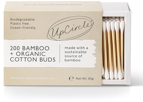 UpCircle Bambus-Wattestäbchen – 200 Stück – biologisch abbaubar, nachhaltig, plastikfrei, vollständig recycelbar – umweltfreundliche Ohrstöpsel – ein Grundstück für jedes Badezimmer