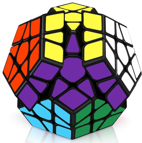 Maomaoyu Megaminx Zauberwürfel 3x5 Dodekaeder Speed Magischer Würfel Puzzle PVC Sticker(Schwarz)