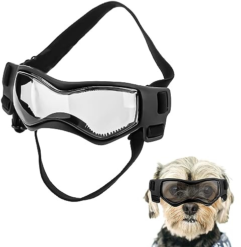 Hundebrille für Kleine Hunde, Hundesonnenbrille für Hunde Winddicht Beschlagfrei Hundesonnenbrille Verstellbar Hundebrille für Haustier Klein Mittel Hunde Outdoor Augenschutz (Schwarz)