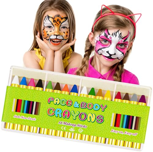 Asddage 16 Farben Halloween Schminke, Kinderschminke Buntstifte Gesichtsfarbe für Theaterschminke Faschingsschminke, Jungen Mädchen Make Up Körpermalfarbe, Ideal Face Painting für Partys, Easter