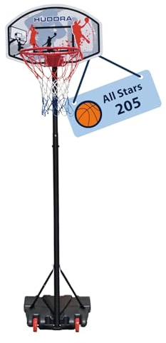 Hudora Unisex-Youth Basketballständer All Stars Basketball-Ständer, höhenverstellbar-Basketball-Korb-71655, schwarz,blau,rot, one size
