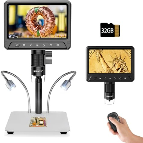 BEBANG 7 LCD Digitales Mikroskop 1200x für Erwachsene,3024P Münz Mikroskop Lupe,12MP Lötmikroskop mit PC Ansicht, Kompatibel mit MacOS Windows,32GB SD Karte (Weiß)