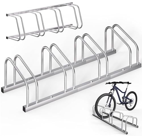 Monzana® Fahrradständer für 4 Fahrräder 37cm Radabstand 30-65mm Reifenbreite rostfreier Stahl selbstsichernde Schrauben Boden oder Wandmontage Mehrfachständer Fahrradhalter Aufstellständer Radständer