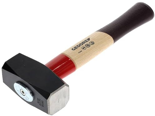 GEDORE Fäustel mit Holzgriff, 1500 g Kopfgewicht, Hammer mit Eschenstiel, Werkzeug, geschmiedet, Rotband-Plus, 620 E-1500