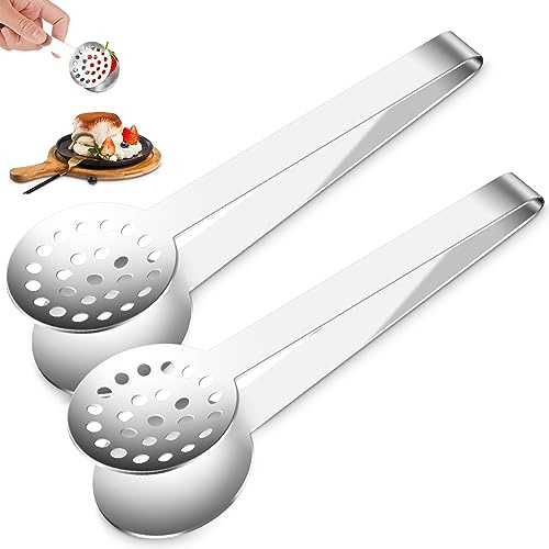 2 Stück Teebeutelzange aus Edelstahl, 15,5 cm Teedruckklemme für Teebeutel & losen Tee, Teesieb Teezange Teebeutelpresse, Hitzebeständige Zange Servierzange für Küchenbar, Vorspeisen, Desserts