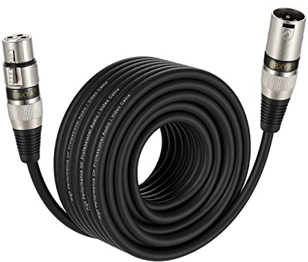 EBXYA XLR Mikrofonkabel 20m 1er-Pack für Studio, Live & DMX | Symmetrisch, Stecker auf Buchse, abgeschirmt, robust, rauscharm, professionell