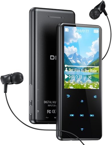 64GB MP3 Player Bluetooth 5.3, mp4-Player, 2,4-Zoll-Bildschirm Tragbarer mp3-Player für Kinder mit eingebautem Lautsprecher, Music Player mit FM-Radio, Aufnahmegerät, Pedometer, E-Book Mit Kopfhörern