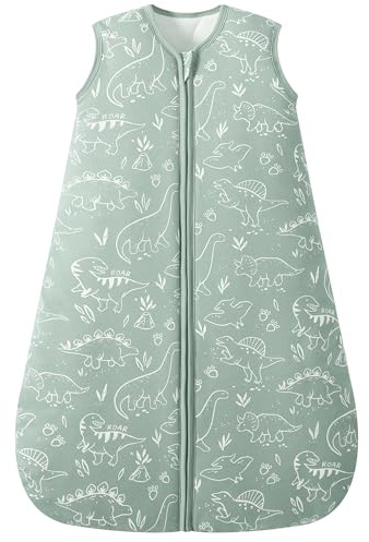 FIEMOL Schlafsack Baby 2.5 Tog 0-6 Monate, Winterschlafsack Baumwolle Neugeborenen Wearable Decke für Mädchen Junge, Warm 2-Wege-Reißverschluss Schlummersack 67cm Dinosaurier