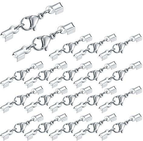 20 Stk. Edelstahl Verschluss, Lederband Kette, Karabinerverschluss, Schmuckherstellung Karabiner, Armband Verschluss Für Ketten, Lederband, Schmuck, DIY