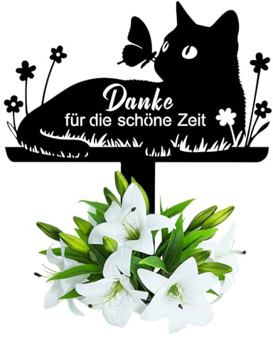 Wondramble Grabstein Katze für Draußen,grabschmuck Katze wetterfest,gartenstecker,gedenktafel 30cm