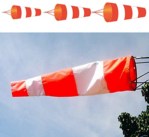 SPORTARC Rot + Weiß Flughafen-Windsack, Ripstop-Polyester, Windmessung, Sockentasche für Garten und Außenbereich, 60/80/100 cm