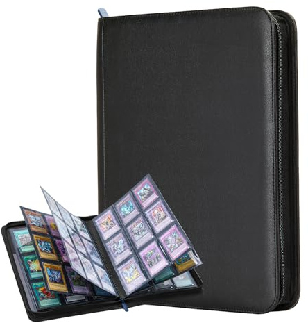 Lictin Sammelkarten Album 504 Pockets Sammelkarten Karten Hüllen，Karten Folien Trading Cards Mappe Mit Reißverschluss Und Schwarz Lederbezug