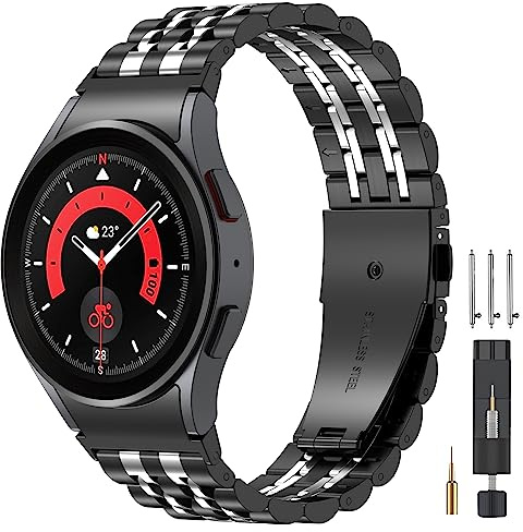 EZMVZKU Edelstahl Armband Kompatibel mit Samsung Galaxy Watch 7/6/5/4 40mm 44mm/4/6 Classic 42mm 46mm 43mm 47mm, 20mm keine Lücke Metall Uhrenarmbänder für Galaxy Watch 5 Pro