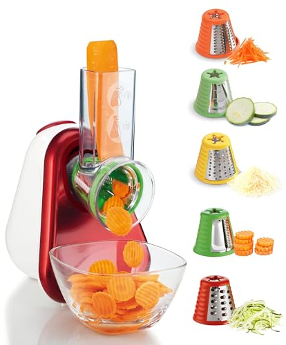 Moulinex DJ755G Fresh Express + Multifunktionszerkleinerer mit 5 Zubehörteilen und einem großen Zulaufrohr
