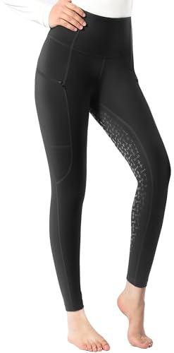 Harrison Howard Damen Vollbesatz Silikon Grip Reithose Reithose Hohe Taille Leggings für Damen, Schwarz, X-Groß