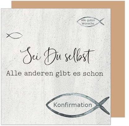 Edition Seidel Premium quadratische Glückwunschkarte zur Konfirmation mit Umschlag. Konfirmationskarte Karte Grußkarte Junge Mädchen Jugendliche Fisch (KFQ111 SW025)