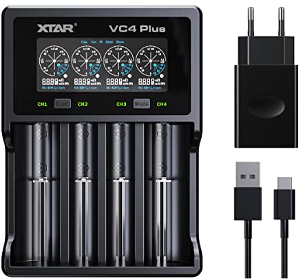 18650 akku ladegerät 4 Slot XTAR VC4 Plus Schnellladegerät für 3.6V 3.7V Li-ion 18650 18700 26650 32650 1.2V NI-MH NI-CD AAA Batterien Ladegerät Dieses Ladegerät Maximal 3A