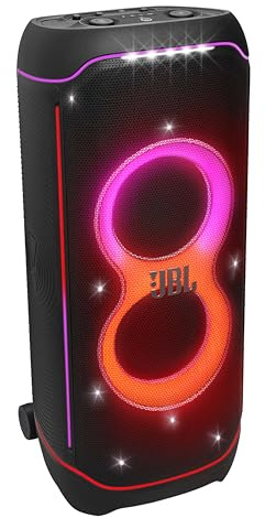 JBL PartyBox Ultimate – Kraftvoller Lautsprecher mit Bluetooth und Wifi – JBL Pro Sound mit Lichteffekten – Wasserfest und mit Rädern zum einfachen Transport – Schwarz