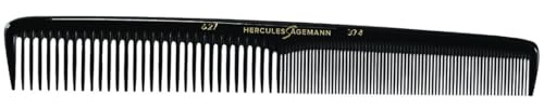 HERCULES SÄGEMANN - Premium Haarschneidekamm | Hochwertiger Naturkautschuk Kamm für präzise Schnitte und sanft zu Haar und Kopfhaut. | Farbe: Schwarz | Größe: 7 Zoll
