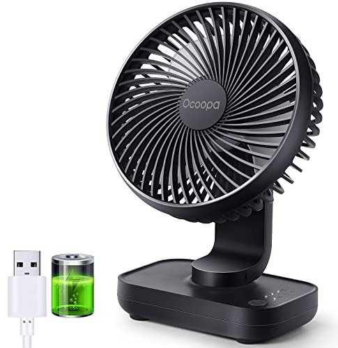 OCOOPA USB Ventilator Ultra Leise - 4000mAh Tischventilator, 4 Geschwindigkeiten, Mini Ventilator für den Schreibtisch, Zuhause und Büro, Schwarz