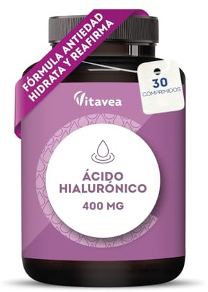 Hyaluron Kapseln - Vegan & Hochdosiert mit 400 mg - Anti-Aging & Hydratation - Laborgeprüft, ohne unerwünschte Zusätze - 30 Tabletten - Vitavea