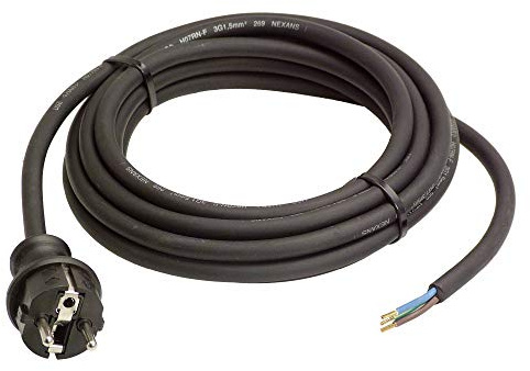 as - Schwabe Gummi-Anschlussleitung, 15 m H07RN-F 3G1,5 Verbindungskabel, Schutzkontaktstecker mit Leitung, Strom-Kabel mit Aderendhülsen, 230V, 16A, IP44, Schwarz, 70912