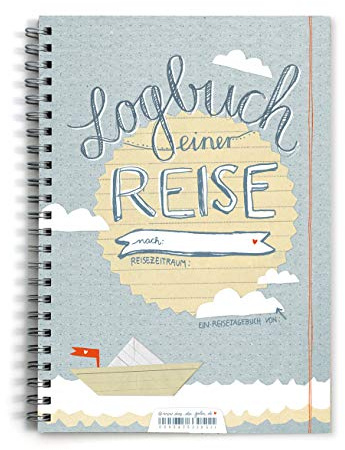 Eine der Guten Reisetagebuch - Logbuch einer Reise - Tagebuch zum Schreiben mit Wetter-, Stimmungs- und Zitatfeldern, blau, dotted, A5