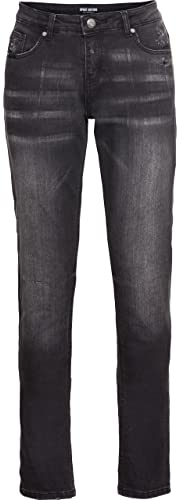Spirit Motors Slim Mid Miley Damen Jeans, Motorradhose Motorradjeans mit Protektoren schwarz 34/32