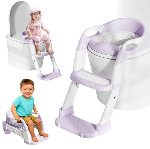 Toilettensitz Kinder, 3 IN 1 Toilettensitz Kinder mit Treppe für Jungen Mädchen, Upgraded 3-in-1 Baby Töpfchen für Kinder Toilettenaufsatz Klositz WC Sitz Toilettentrainer Potty Training Toilet